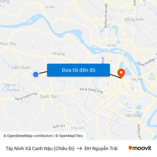 Tây Ninh Xã Canh Nậu (Chiều Đi) to ĐH Nguyễn Trãi map