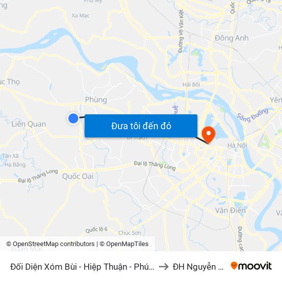 Đối Diện Xóm Bùi - Hiệp Thuận - Phúc Thọ to ĐH Nguyễn Trãi map