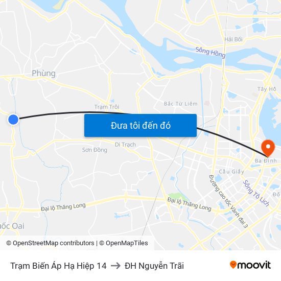 Trạm Biến Áp Hạ Hiệp 14 to ĐH Nguyễn Trãi map