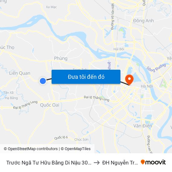 Trước Ngã Tư Hữu Bằng Di Nậu 30m to ĐH Nguyễn Trãi map