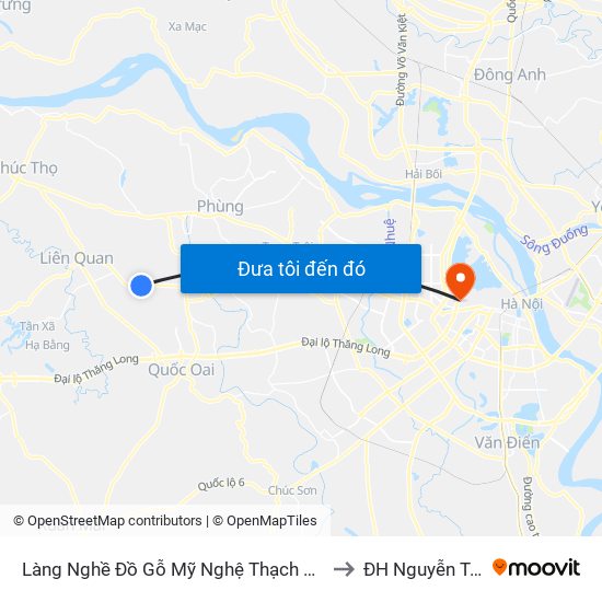 Làng Nghề Đồ Gỗ Mỹ Nghệ Thạch Thất to ĐH Nguyễn Trãi map