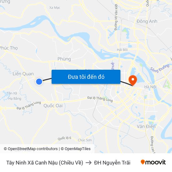 Tây Ninh Xã Canh Nậu (Chiều Về) to ĐH Nguyễn Trãi map