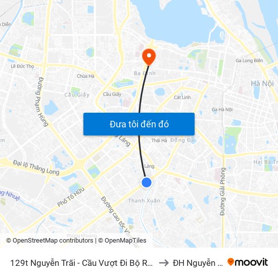 129t Nguyễn Trãi - Cầu Vượt Đi Bộ Royal City to ĐH Nguyễn Trãi map