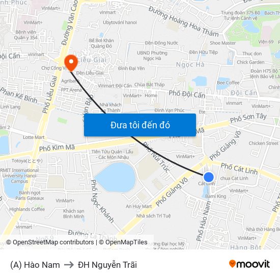 (A) Hào Nam to ĐH Nguyễn Trãi map