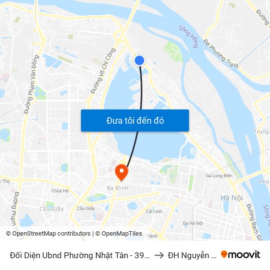Đối Diện Ubnd Phường Nhật Tân - 399 Âu Cơ to ĐH Nguyễn Trãi map