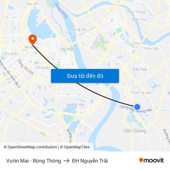 Vườn Mai - Rừng Thông to ĐH Nguyễn Trãi map