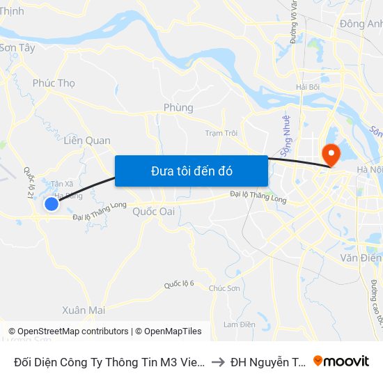 Đối Diện Công Ty Thông Tin M3 Viettel to ĐH Nguyễn Trãi map