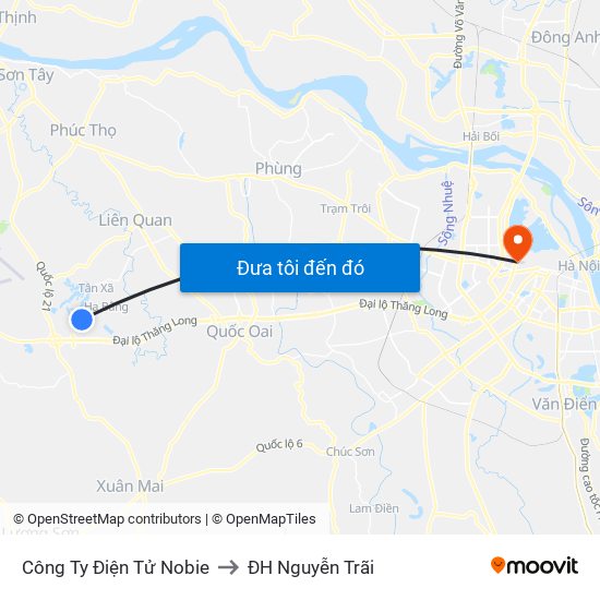 Công Ty Điện Tử Nobie to ĐH Nguyễn Trãi map