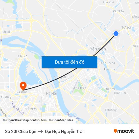 Số 20l Chùa Dận to Đại Học Nguyễn Trãi map