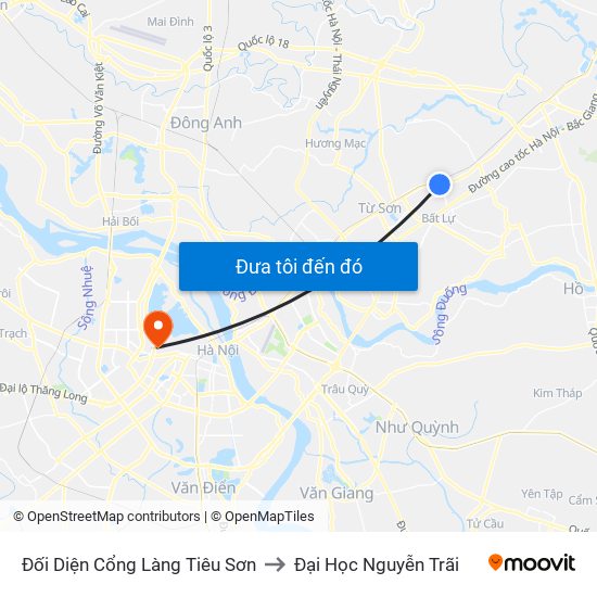 Đối Diện Cổng Làng Tiêu Sơn to Đại Học Nguyễn Trãi map