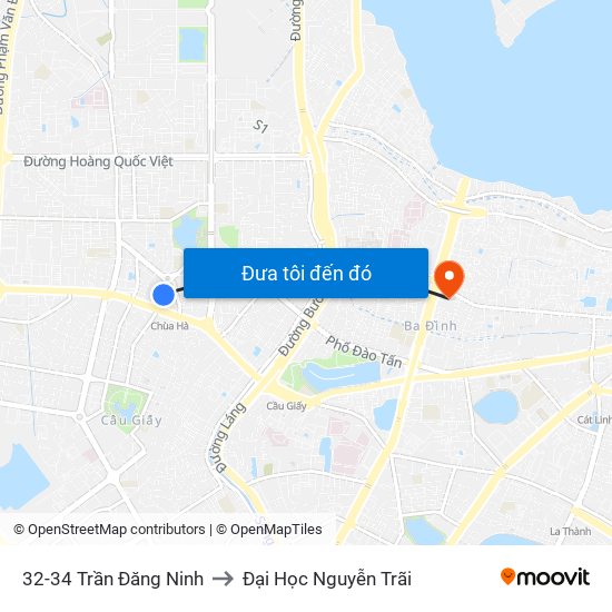 32-34 Trần Đăng Ninh to Đại Học Nguyễn Trãi map