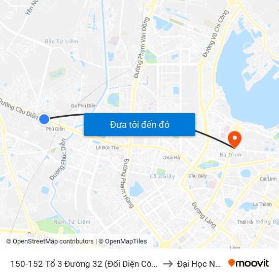 150-152 Tổ 3 Đường 32 (Đối Diện Công Ty Vật Liệu & Bưu Điện ) to Đại Học Nguyễn Trãi map