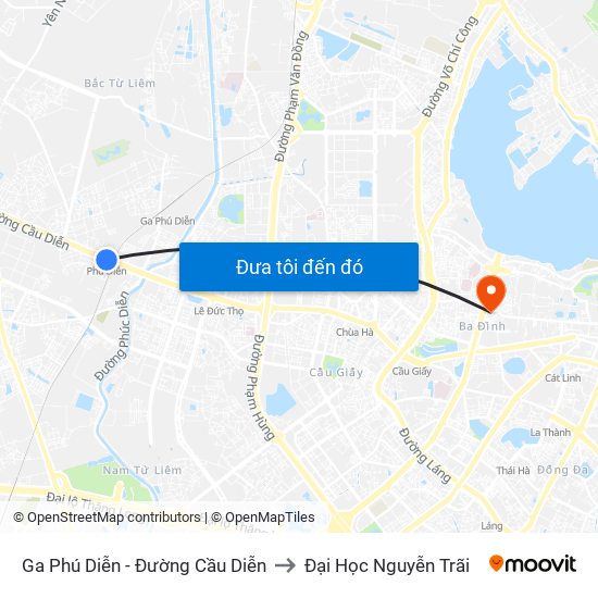 Ga Phú Diễn - Đường Cầu Diễn to Đại Học Nguyễn Trãi map