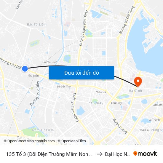135 Tổ 3 (Đối Diện Trường Mầm Non Sao Mai - Kiều Mai) - Đường 32 to Đại Học Nguyễn Trãi map