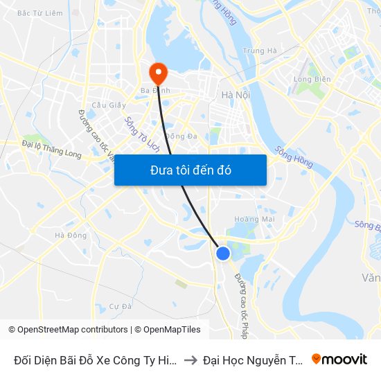 Đối Diện Bãi Đỗ Xe Công Ty Hino to Đại Học Nguyễn Trãi map