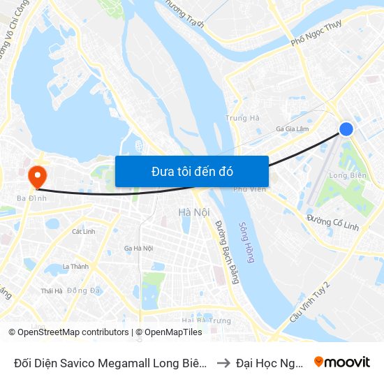 Đối Diện Savico Megamall Long Biên - Nguyễn Văn Linh to Đại Học Nguyễn Trãi map