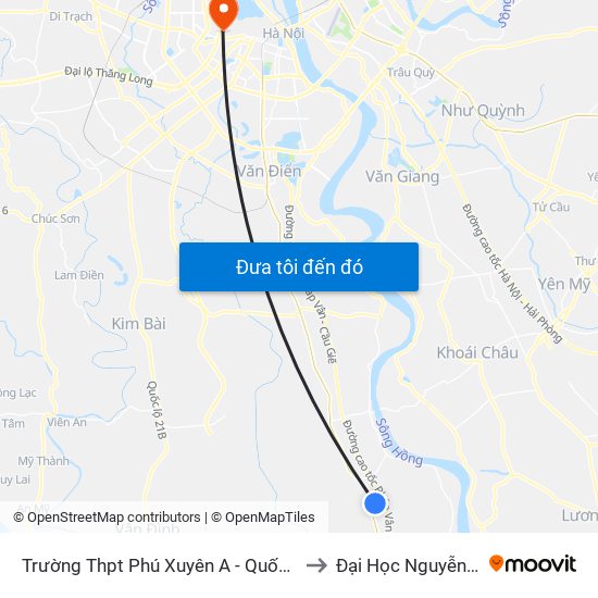 Trường Thpt Phú Xuyên A - Quốc Lộ 1a to Đại Học Nguyễn Trãi map