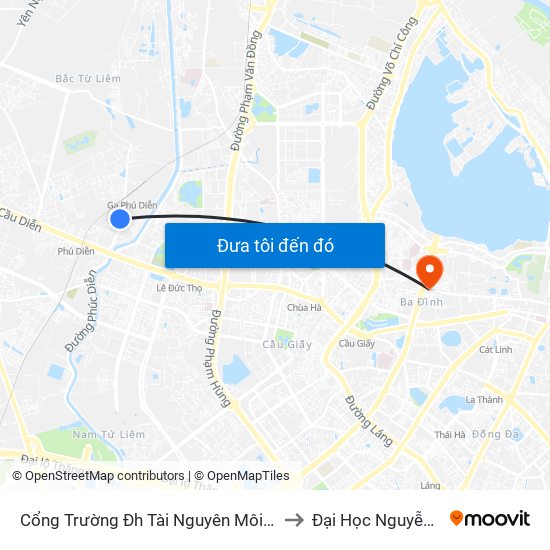 Cổng Trường Đh Tài Nguyên Môi Trường to Đại Học Nguyễn Trãi map