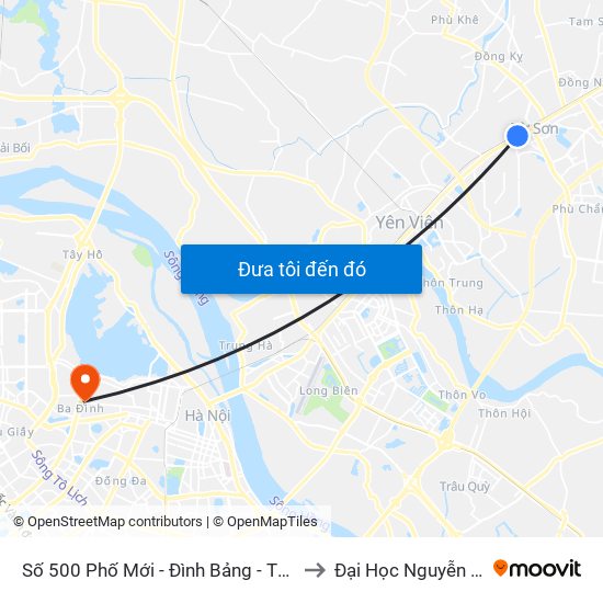 Số 500 Phố Mới - Đình Bảng - Từ Sơn to Đại Học Nguyễn Trãi map