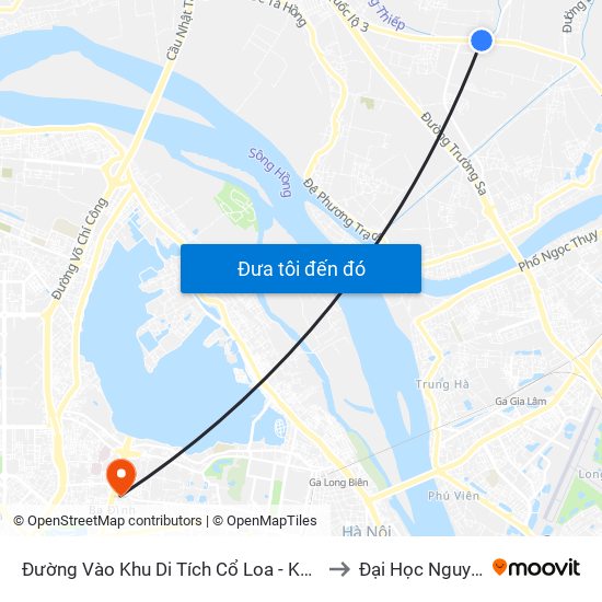 Đường Vào Khu Di Tích Cổ Loa - Km 5 Quốc Lộ 3 to Đại Học Nguyễn Trãi map