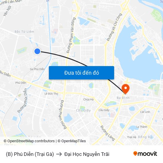 (B) Phú Diễn (Trại Gà) to Đại Học Nguyễn Trãi map