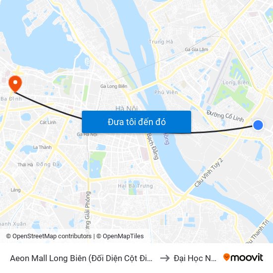 Aeon Mall Long Biên (Đối Diện Cột Điện T4a/2a-B Đường Cổ Linh) to Đại Học Nguyễn Trãi map