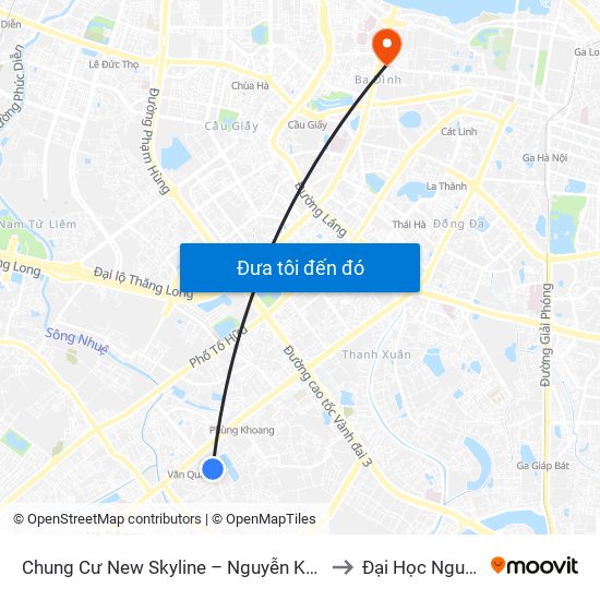 Chung Cư New Skyline – Nguyễn Khuyến (Hà Đông) to Đại Học Nguyễn Trãi map