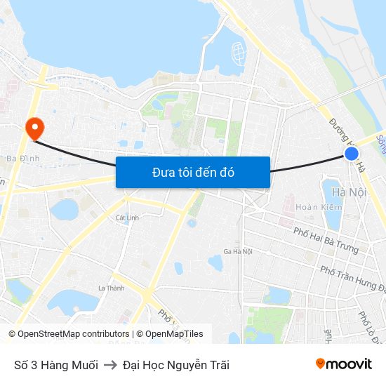 Số 3 Hàng Muối to Đại Học Nguyễn Trãi map
