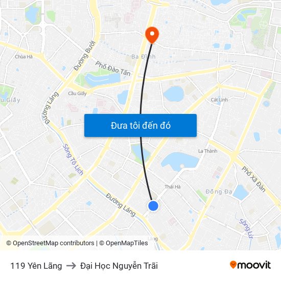 119 Yên Lãng to Đại Học Nguyễn Trãi map