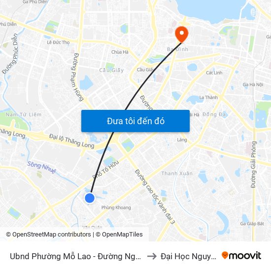 Ubnd Phường Mỗ Lao - Đường Nguyễn Văn Lộc to Đại Học Nguyễn Trãi map