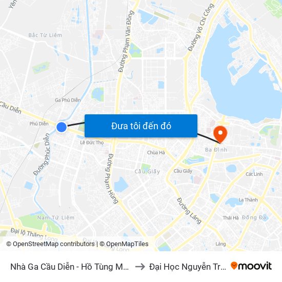 Nhà Ga Cầu Diễn - Hồ Tùng Mậu to Đại Học Nguyễn Trãi map