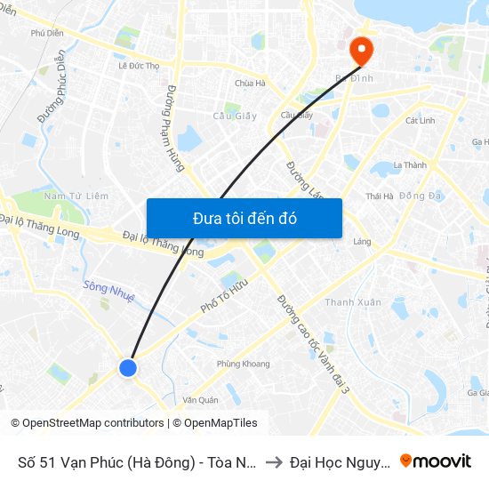 Số 51 Vạn Phúc (Hà Đông) - Tòa Nhà Landmark to Đại Học Nguyễn Trãi map