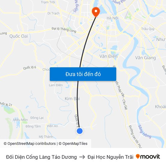 Đối Diện Cổng Làng Tảo Dương to Đại Học Nguyễn Trãi map