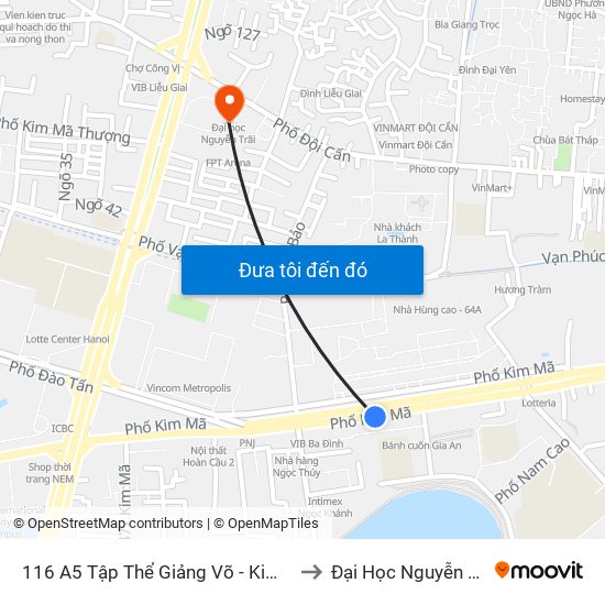 116 A5 Tập Thể Giảng Võ - Kim Mã to Đại Học Nguyễn Trãi map