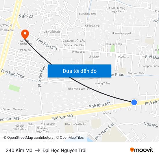 240 Kim Mã to Đại Học Nguyễn Trãi map