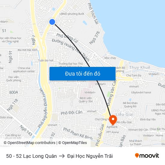 50 - 52 Lạc Long Quân to Đại Học Nguyễn Trãi map