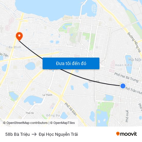 58b Bà Triệu to Đại Học Nguyễn Trãi map