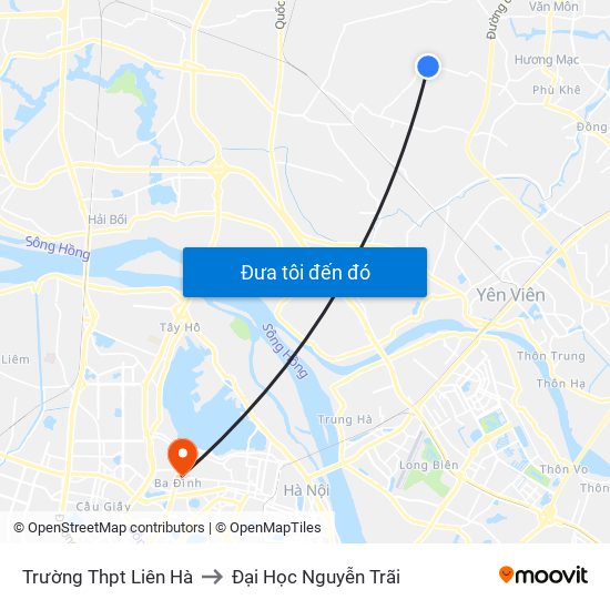 Trường Thpt Liên Hà to Đại Học Nguyễn Trãi map