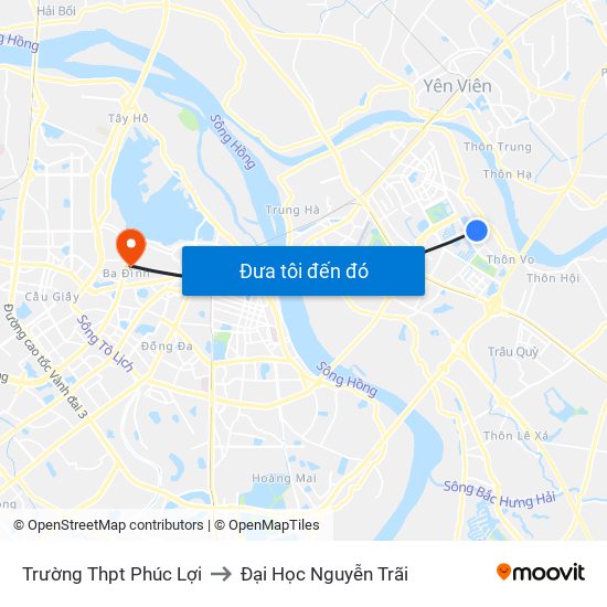 Trường Thpt Phúc Lợi to Đại Học Nguyễn Trãi map