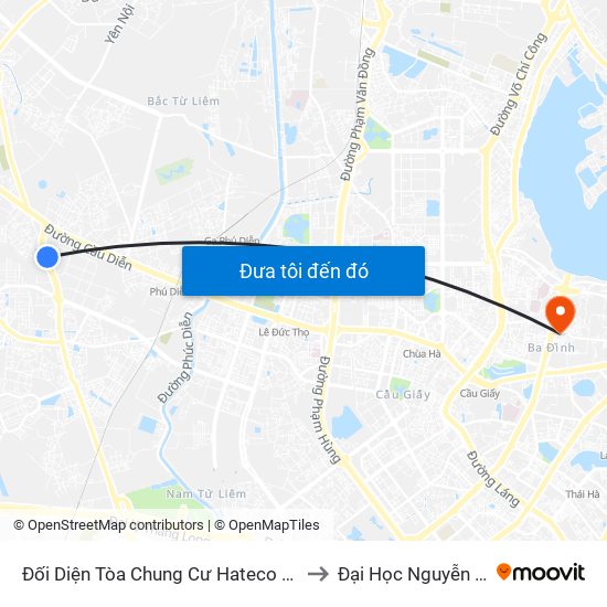 Đối Diện Tòa Chung Cư Hateco Group to Đại Học Nguyễn Trãi map