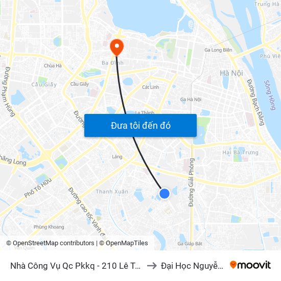 Nhà Công Vụ Qc Pkkq - 210 Lê Trọng Tấn to Đại Học Nguyễn Trãi map