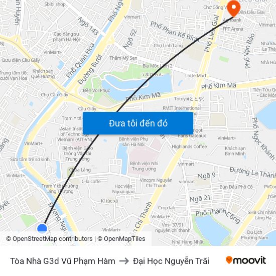 Tòa Nhà G3d Vũ Phạm Hàm to Đại Học Nguyễn Trãi map