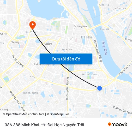 386-388 Minh Khai to Đại Học Nguyễn Trãi map