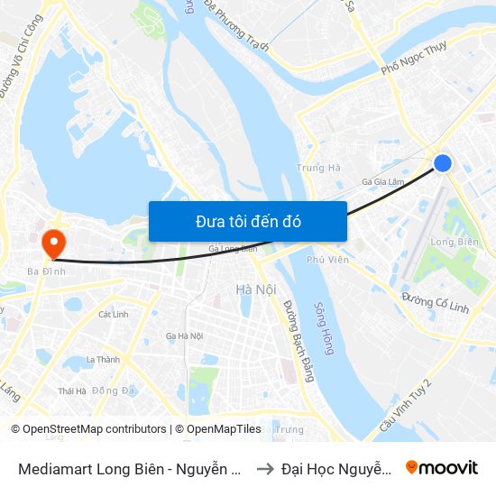 Mediamart Long Biên - Nguyễn Văn Linh to Đại Học Nguyễn Trãi map