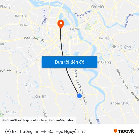 (A) Bx Thường Tín to Đại Học Nguyễn Trãi map