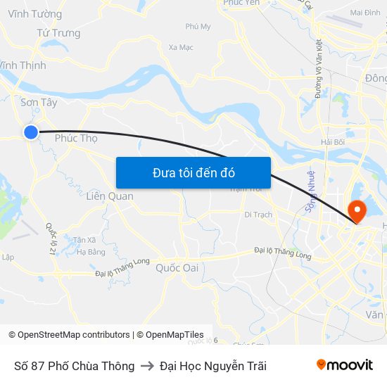 Số 87 Phố Chùa Thông to Đại Học Nguyễn Trãi map