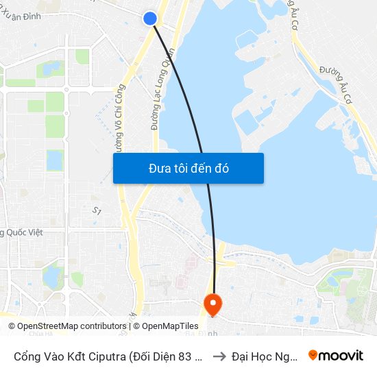 Cổng Vào Kđt Ciputra (Đối Diện 83 Nguyễn Hoàng Tôn) to Đại Học Nguyễn Trãi map