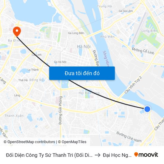 Đối Diện Công Ty Sứ Thanh Trì (Đối Diện 1044 Nguyễn Khoái) to Đại Học Nguyễn Trãi map