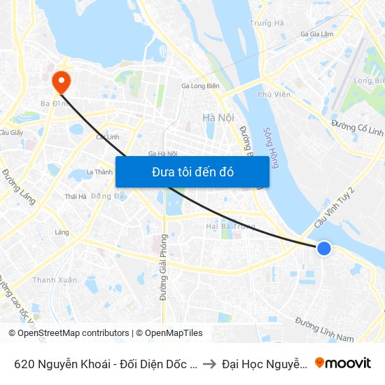 620 Nguyễn Khoái - Đối Diện Dốc Đoàn Kết to Đại Học Nguyễn Trãi map