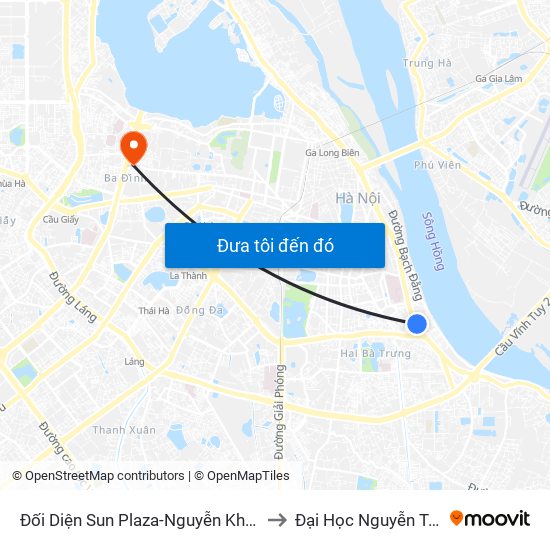 Đối Diện Sun Plaza-Nguyễn Khoái to Đại Học Nguyễn Trãi map